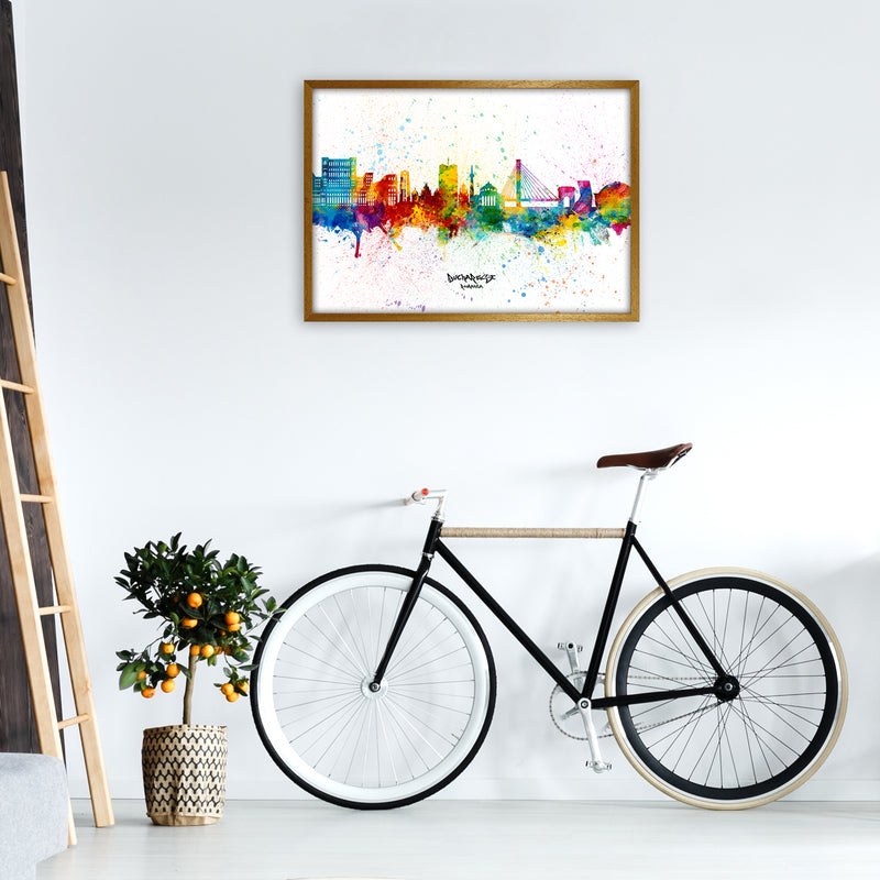 Bucharest Romania Skyline Splash Art Print by Michael Tompsett A1 Print Only