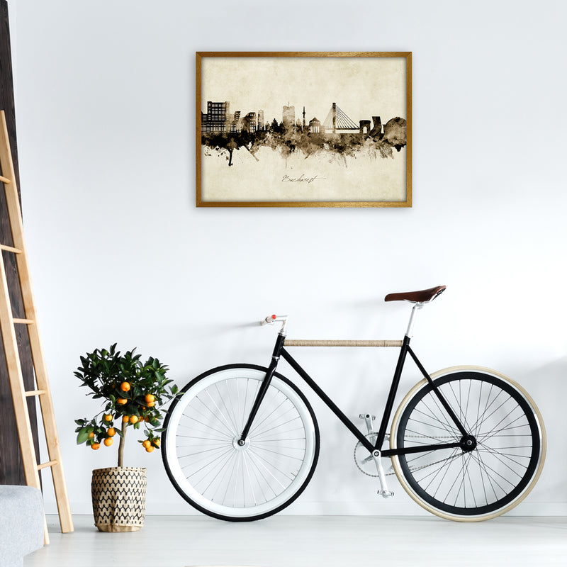 Bucharest Romania Skyline Vintage Art Print by Michael Tompsett A1 Print Only