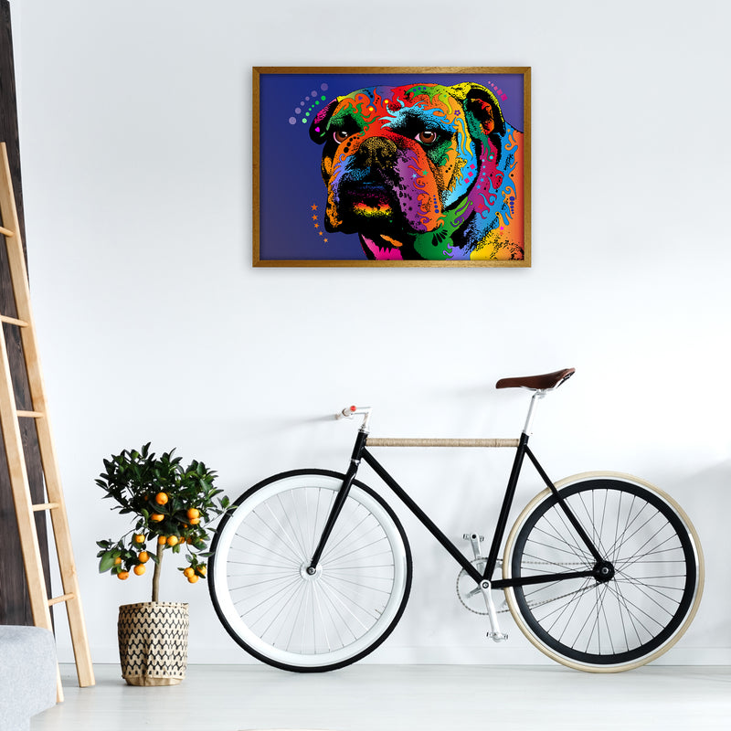 Bulldog Dog Blue Art Print by Michael Tompsett A1 Print Only