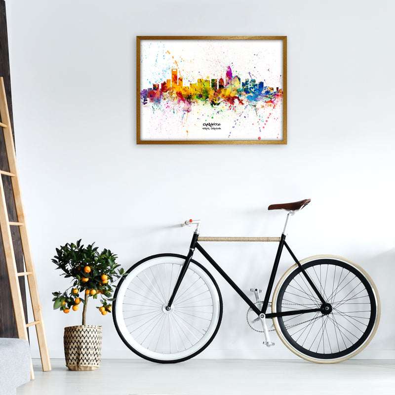 Charlotte North Carolina Skyline Splash Art Print by Michael Tompsett A1 Print Only
