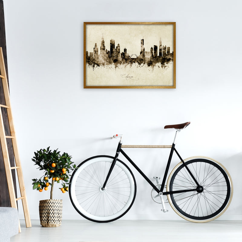 Chicago Illinois Skyline Vintage Art Print by Michael Tompsett A1 Print Only