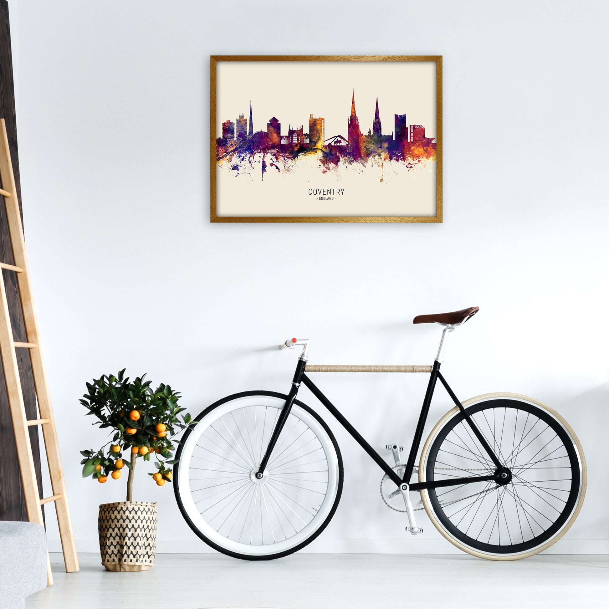 Coventry England Skyline Autumn City Name Art Print by Michael Tompsett A1 Print Only