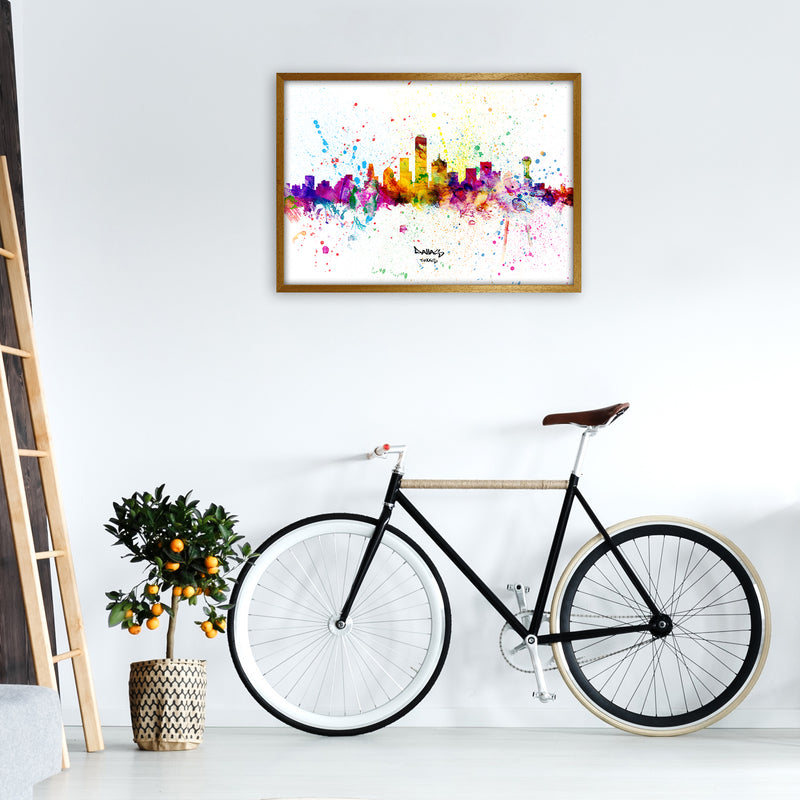 Dallas Texas Skyline Splash Art Print by Michael Tompsett A1 Print Only