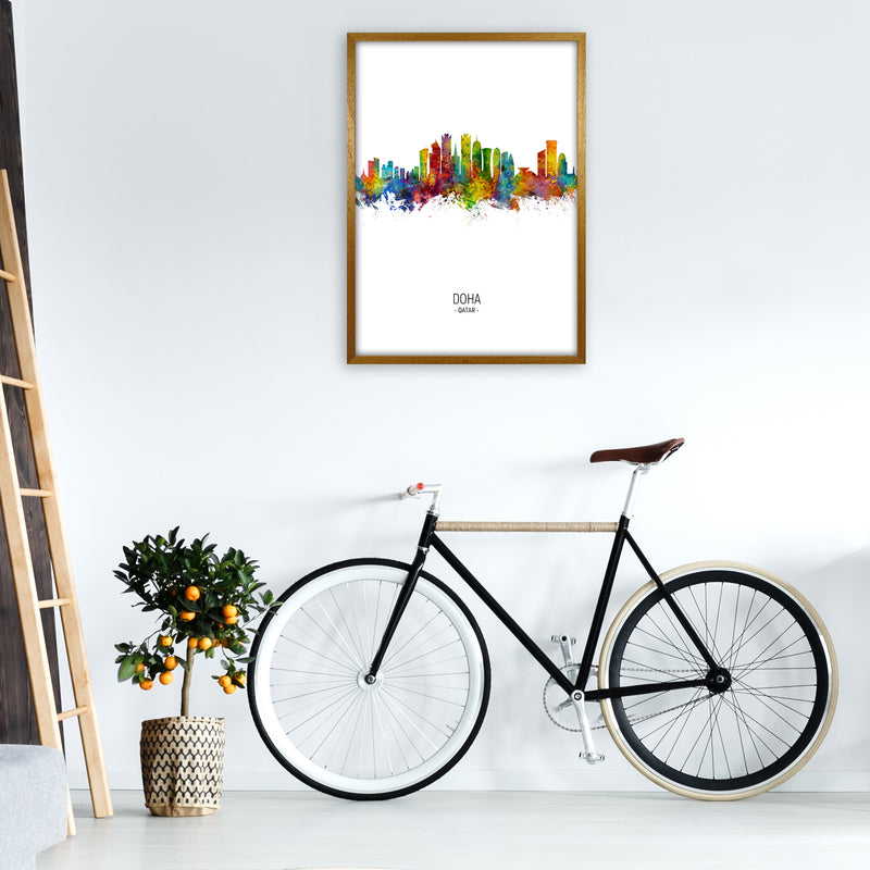 Doha Qatar Skyline Portrait Art Print by Michael Tompsett A1 Print Only