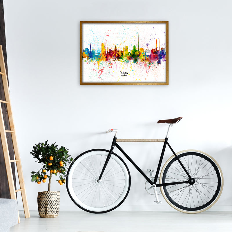 Dublin Ireland Skyline Splash Art Print by Michael Tompsett A1 Print Only