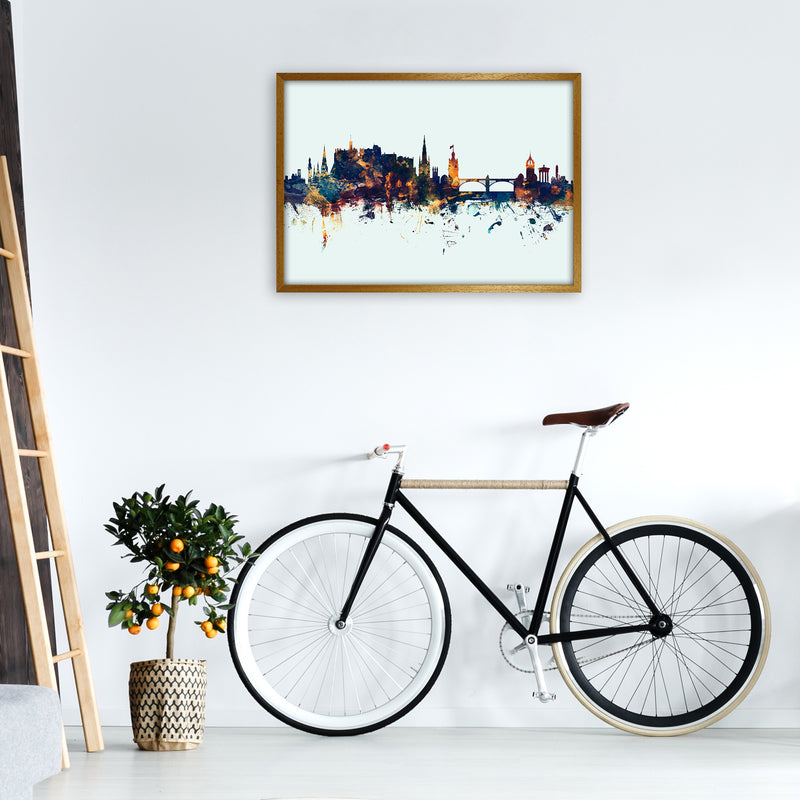 Edinburgh Scotland Skyline Blue Orange Art Print by Michael Tompsett A1 Print Only