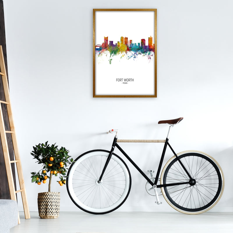Fort Worth Texas Skyline Portrait Art Print by Michael Tompsett A1 Print Only