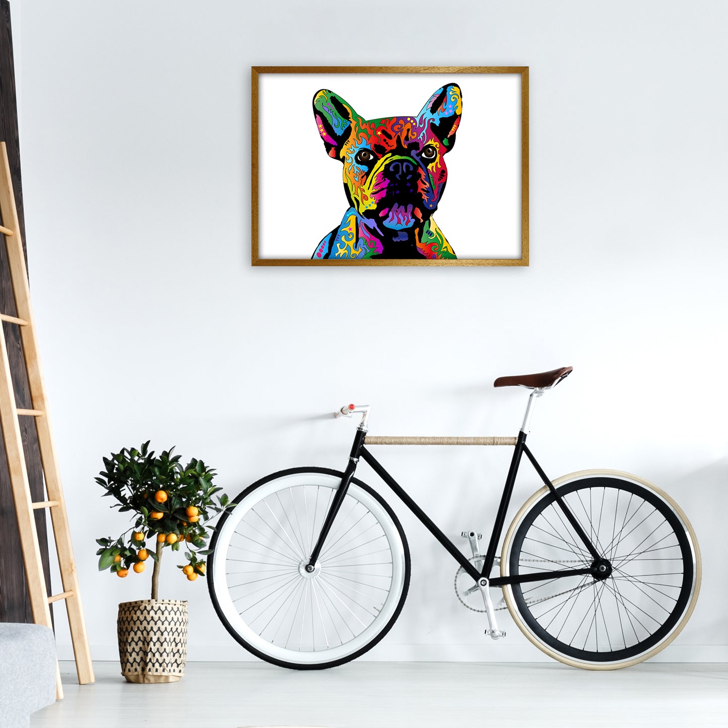 French Bulldog Dog White Art Print by Michael Tompsett A1 Print Only