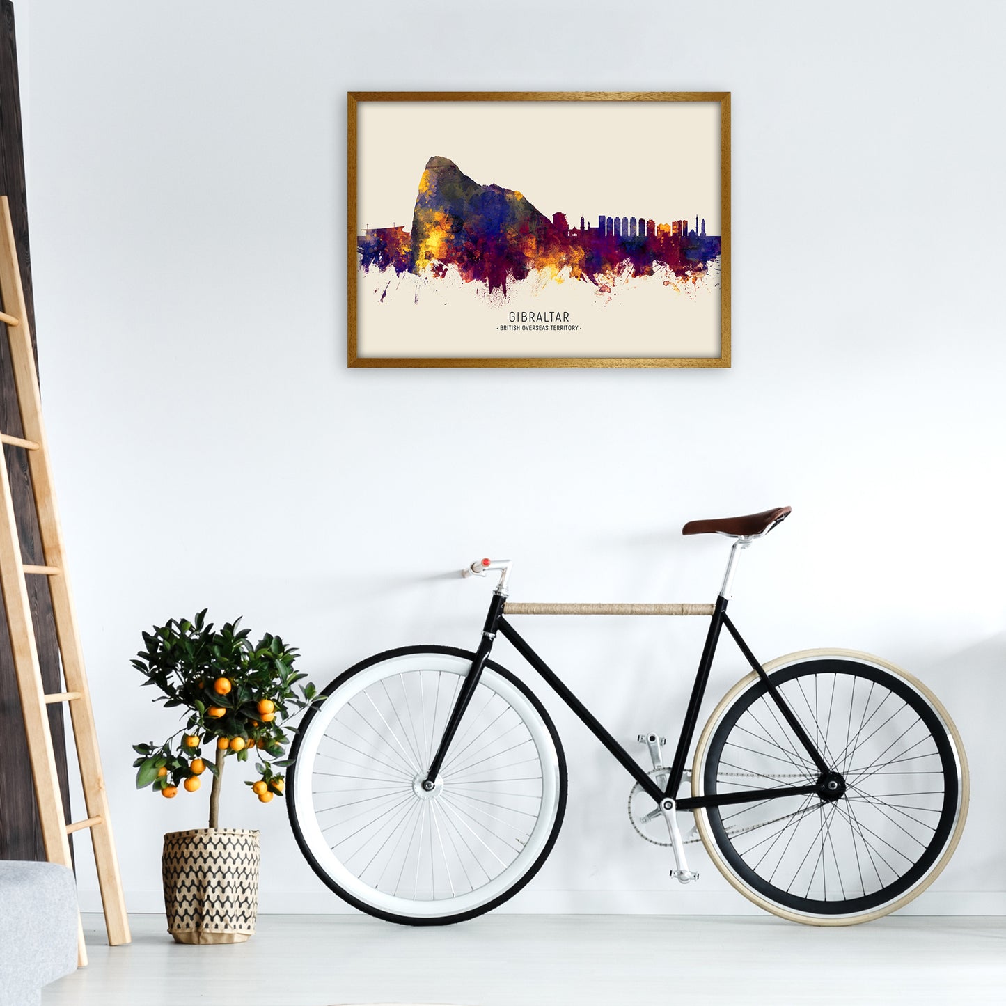 Gibraltar Skyline Autumn City Name Art Print by Michael Tompsett A1 Print Only