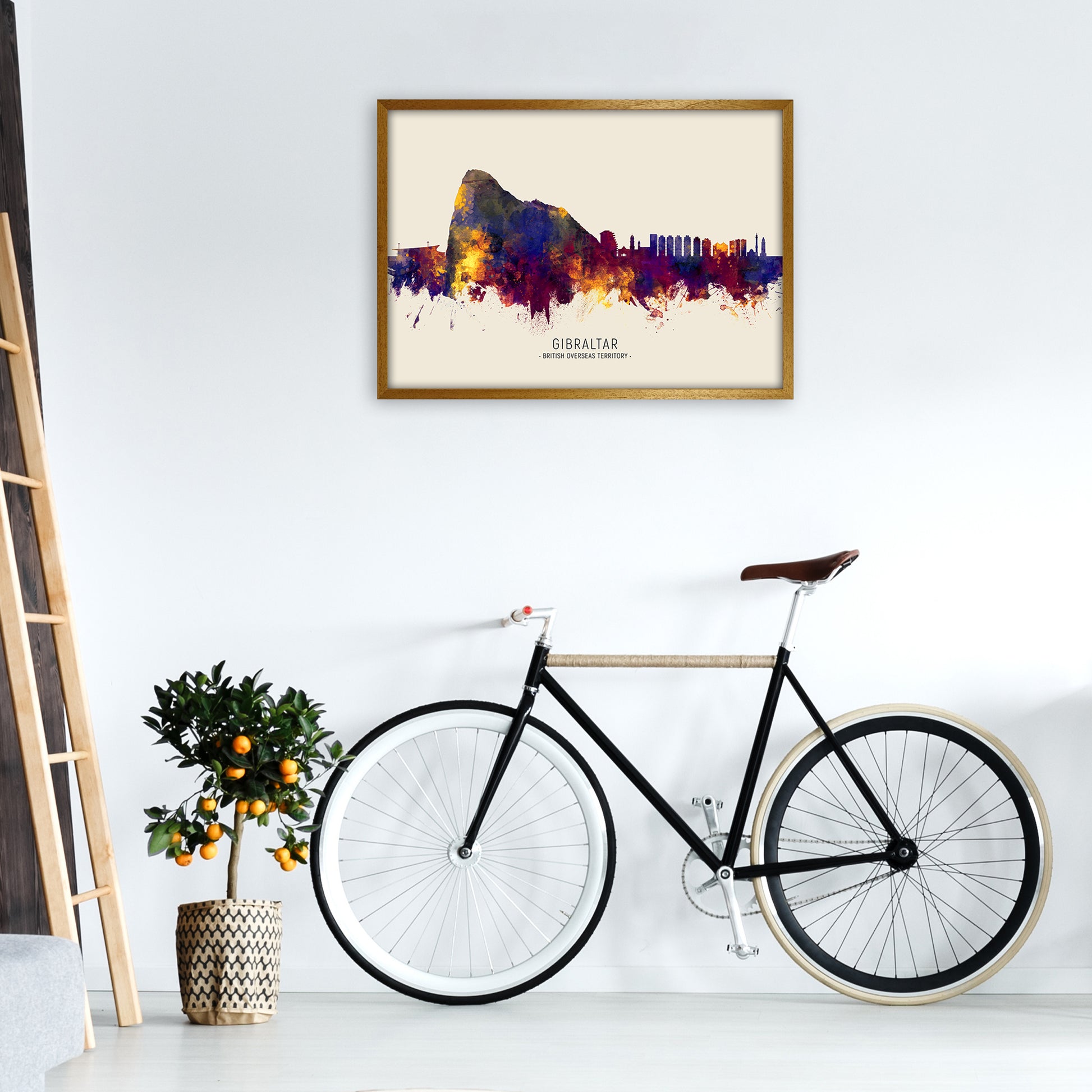 Gibraltar Skyline Autumn City Name Art Print by Michael Tompsett A1 Print Only