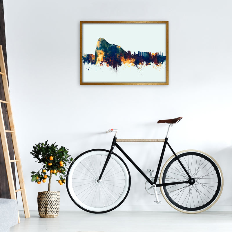Gibraltar Skyline Blue Orange Art Print by Michael Tompsett A1 Print Only