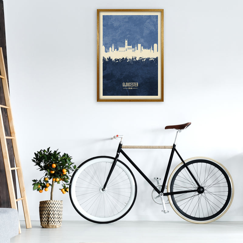 Gloucester England Skyline Portrait Navy Art Print by Michael Tompsett A1 Print Only