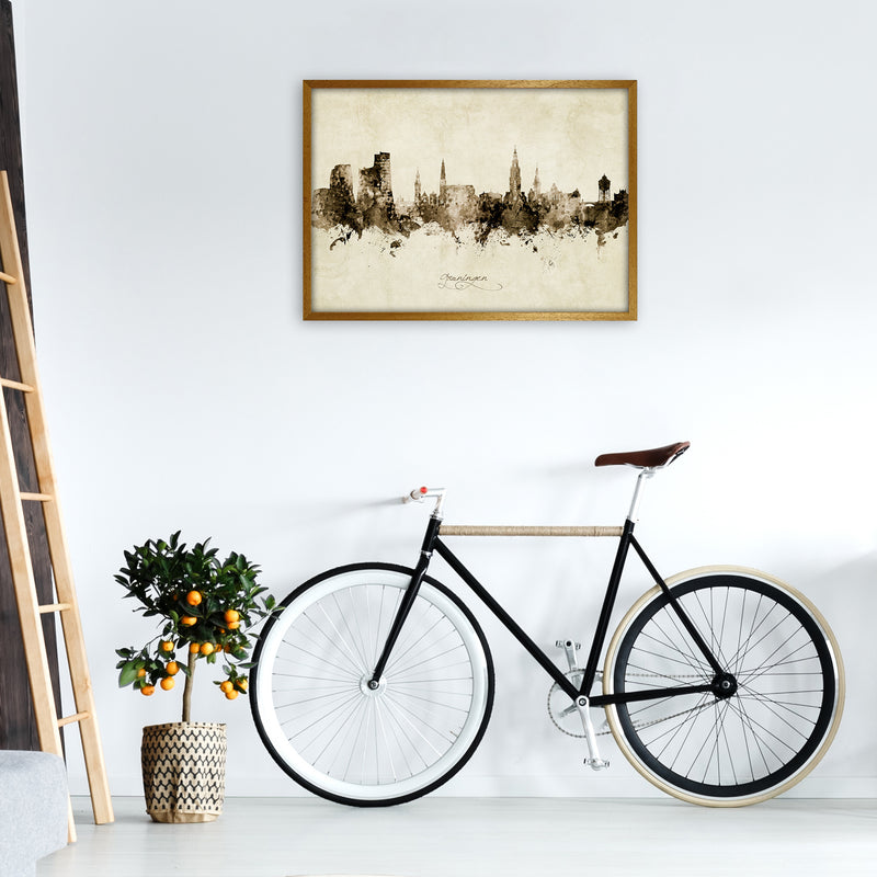 Groningen Netherlands Skyline Vintage Art Print by Michael Tompsett A1 Print Only