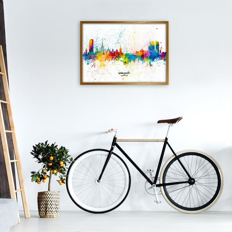 Halmstad Sweden Skyline Splash Art Print by Michael Tompsett A1 Print Only