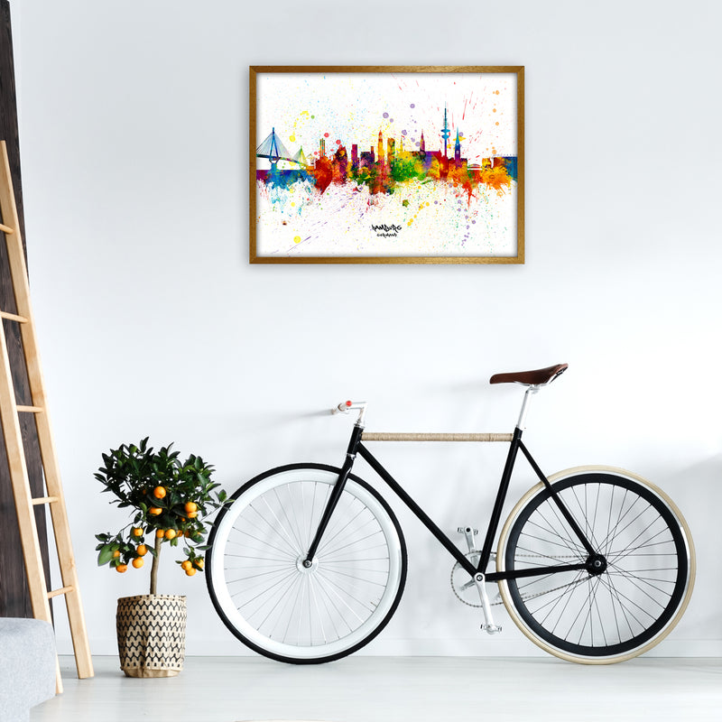 Hamburg Germany Skyline Splash Art Print by Michael Tompsett A1 Print Only