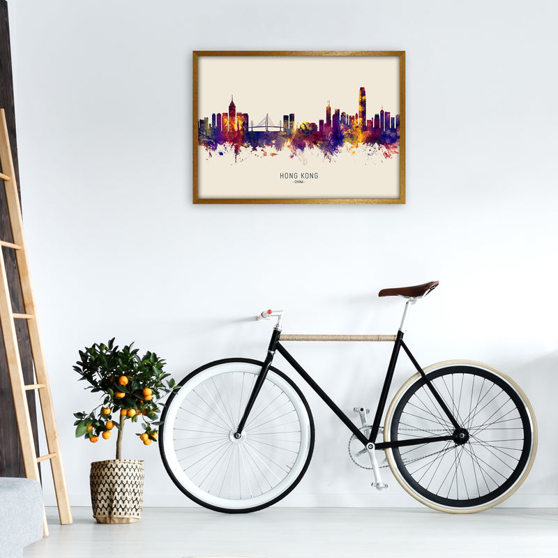 Hong Kong China Skyline Autumn City Name Art Print by Michael Tompsett A1 Print Only