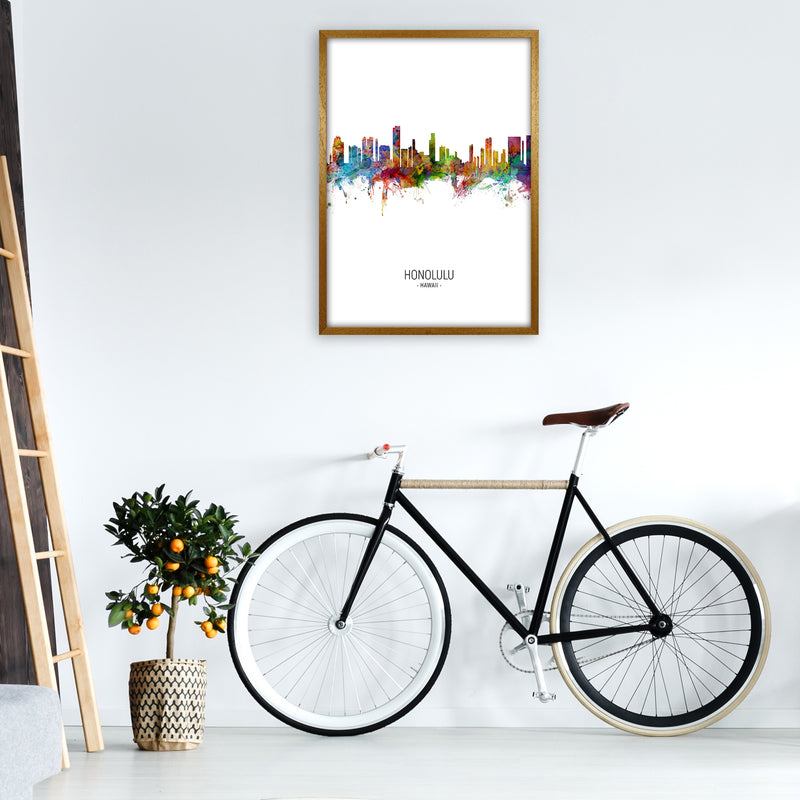 Honolulu Hawaii Skyline Portrait Art Print by Michael Tompsett A1 Print Only