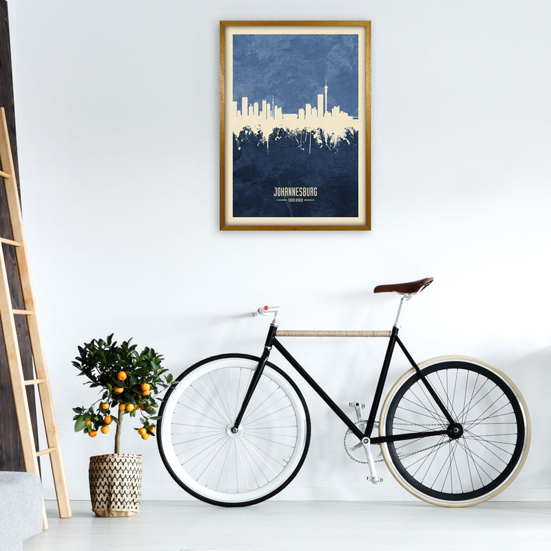 Johannesburg South Africa Skyline Portrait Navy Art Print by Michael Tompsett A1 Print Only