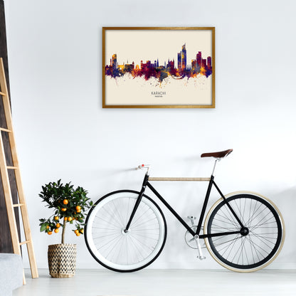 Karachi Pakistan Skyline Autumn City Name Art Print by Michael Tompsett A1 Print Only