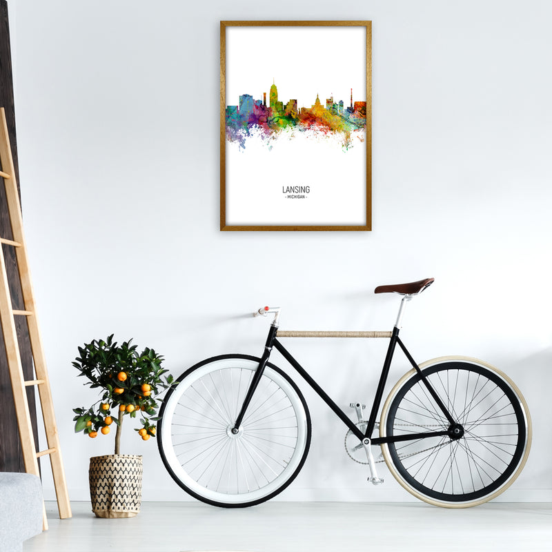 Lansing Michigan Skyline Portrait Art Print by Michael Tompsett A1 Print Only