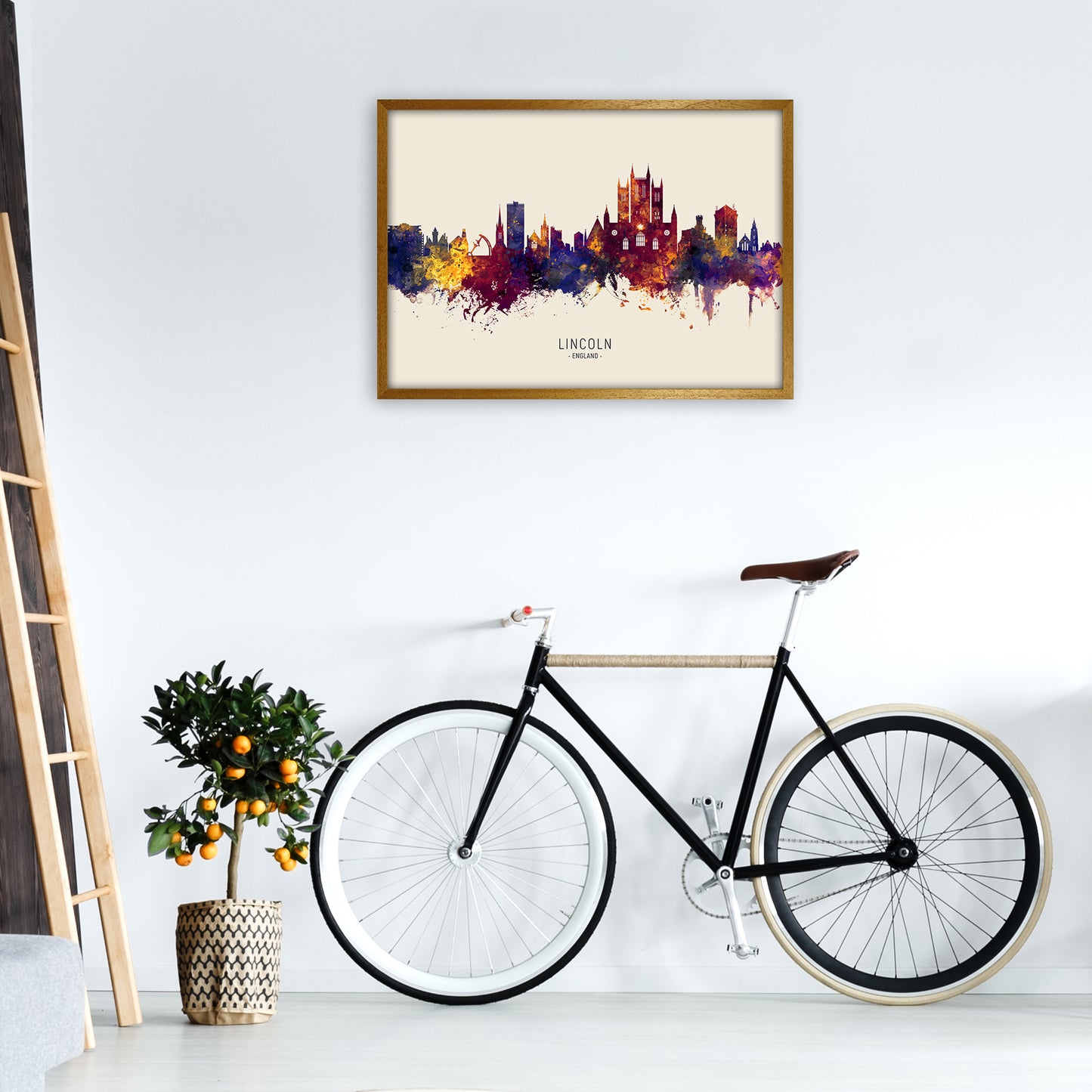 Lincoln England Skyline Autumn City Name Art Print by Michael Tompsett A1 Print Only