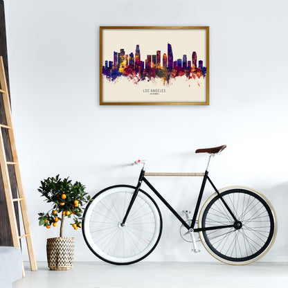 Los Angeles California Skyline Autumn City Name Art Print by Michael Tompsett A1 Print Only