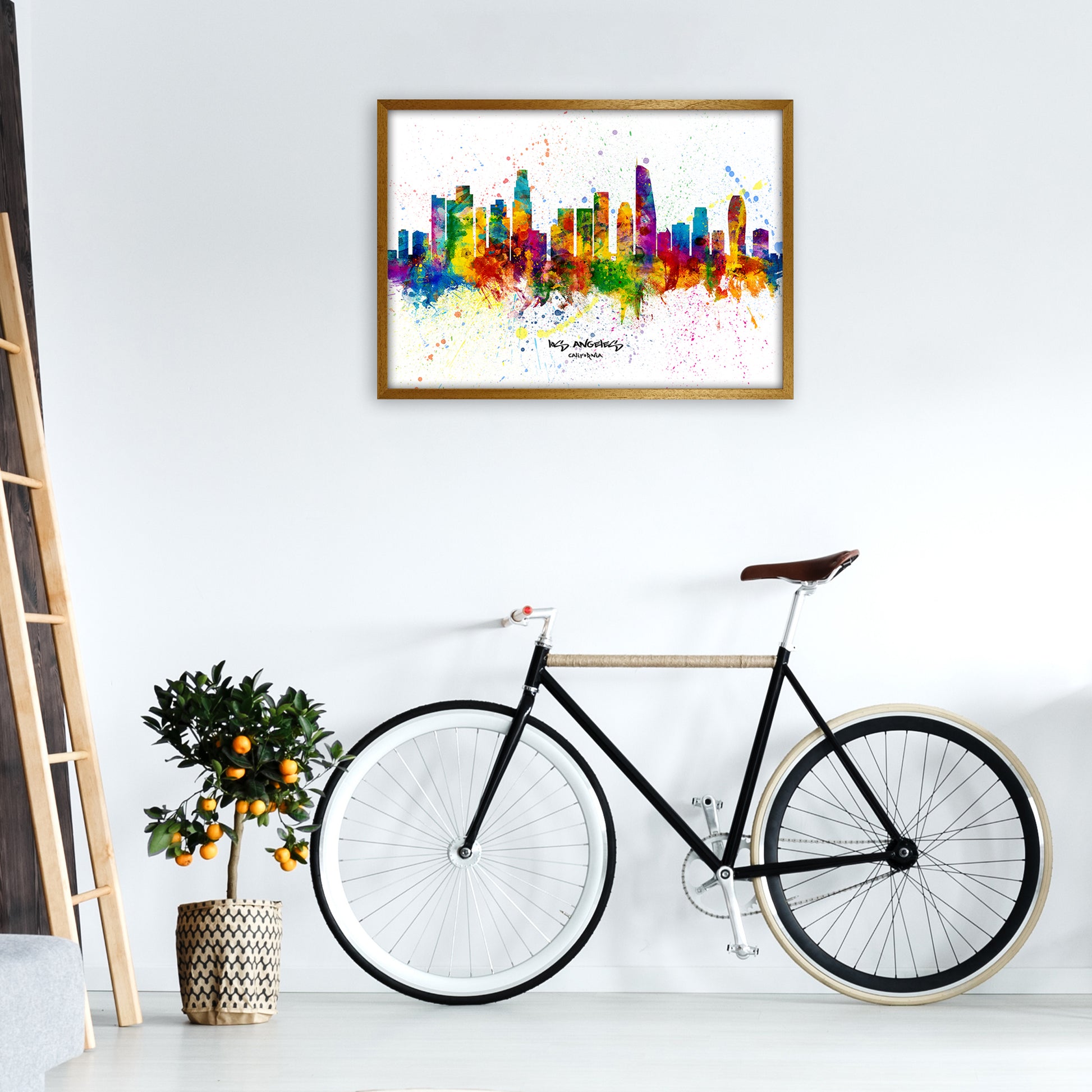 Los Angeles California Skyline Splash Art Print by Michael Tompsett A1 Print Only