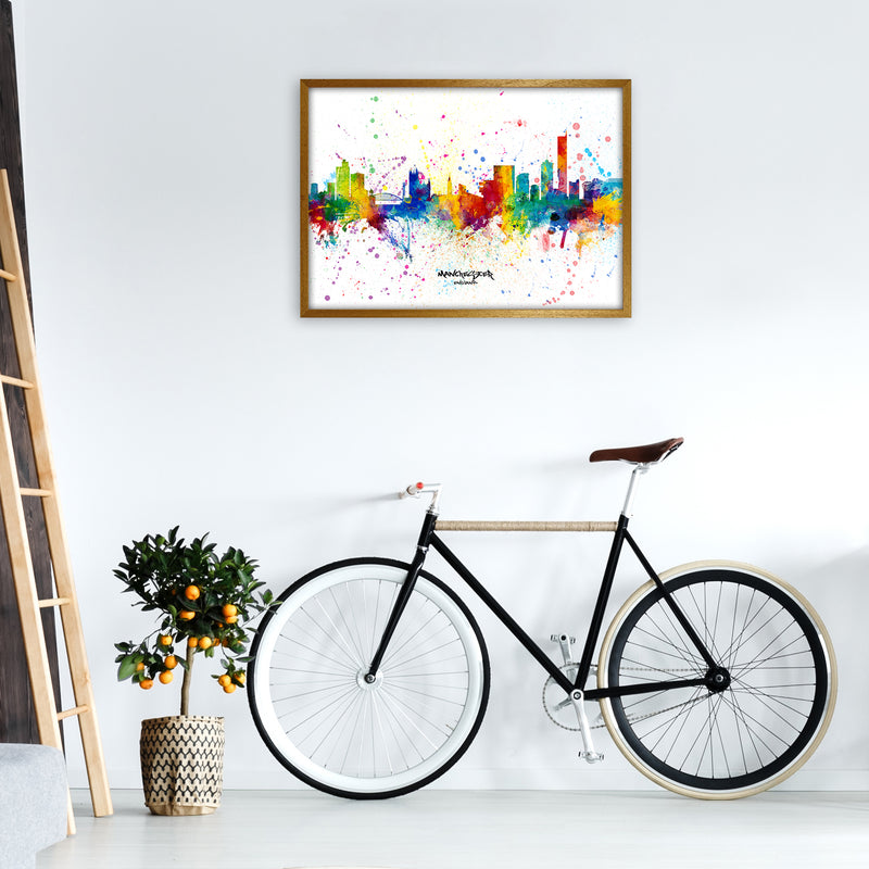Manchester England Skyline Splash Art Print by Michael Tompsett A1 Print Only