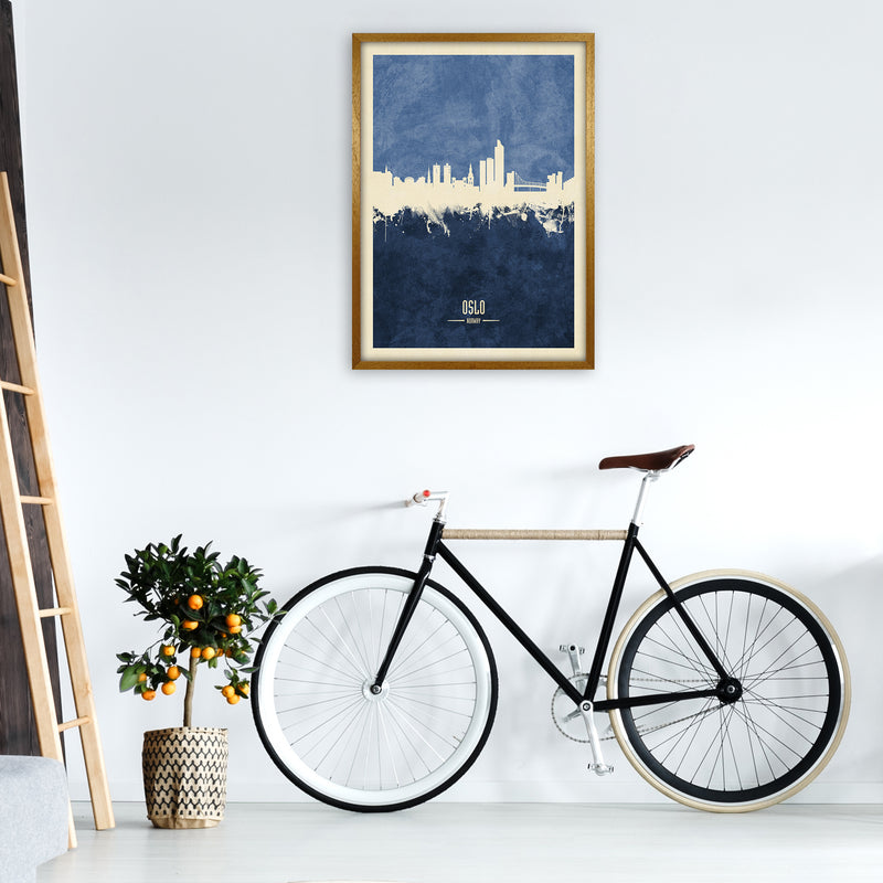 Oslo Norway Skyline Portrait Navy Art Print by Michael Tompsett A1 Print Only