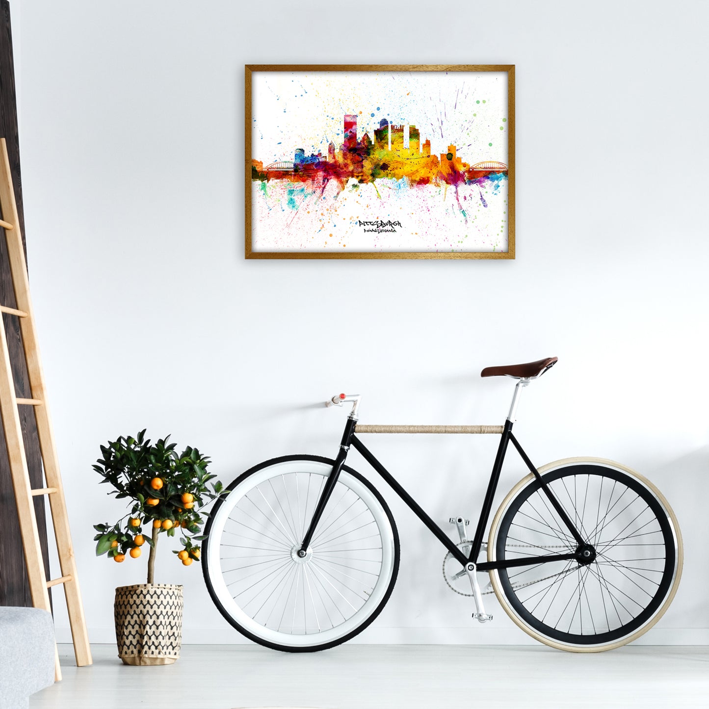 Pittsburgh Pennsylvania Skyline Splash Art Print by Michael Tompsett A1 Print Only