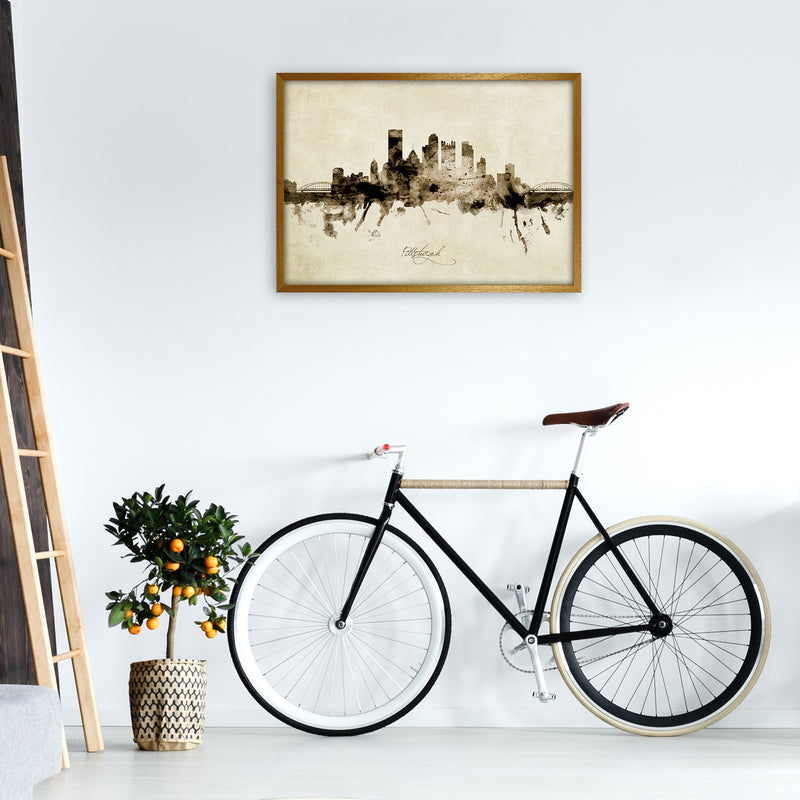 Pittsburgh Pennsylvania Skyline Vintage Art Print by Michael Tompsett A1 Print Only