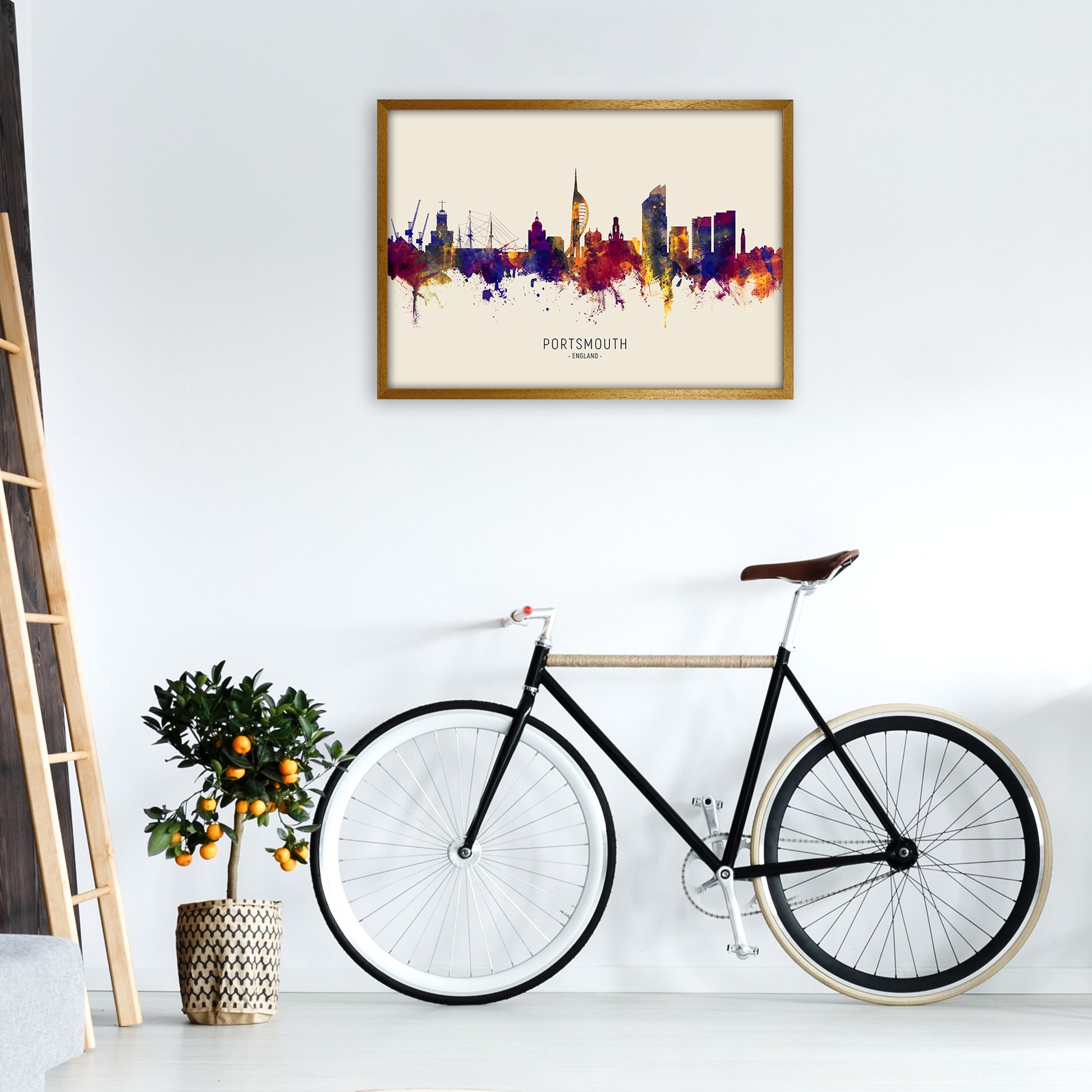 Portsmouth England Skyline Autumn City Name Art Print by Michael Tompsett A1 Print Only