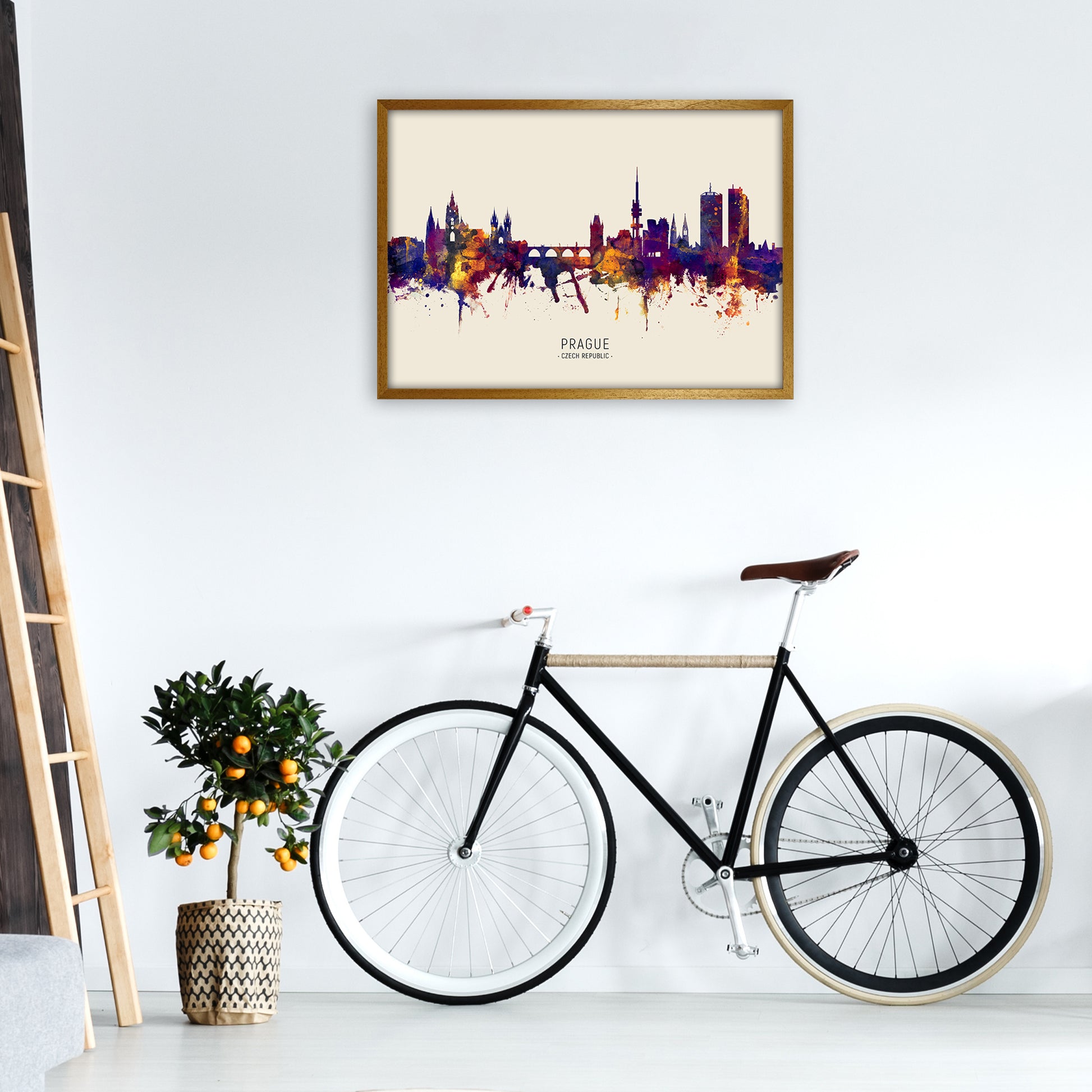 Prague Czech Republic Skyline Autumn City Name Art Print by Michael Tompsett A1 Print Only