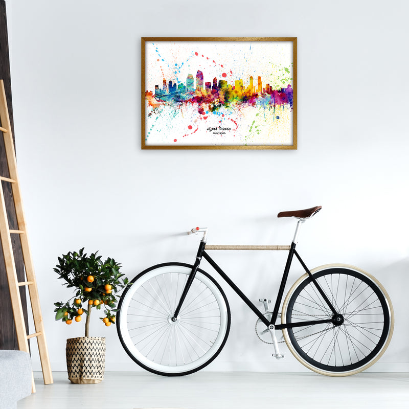 San Diego California Skyline Splash Art Print by Michael Tompsett A1 Print Only