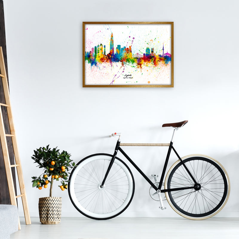 Seoul South Korea Skyline Splash Art Print by Michael Tompsett A1 Print Only