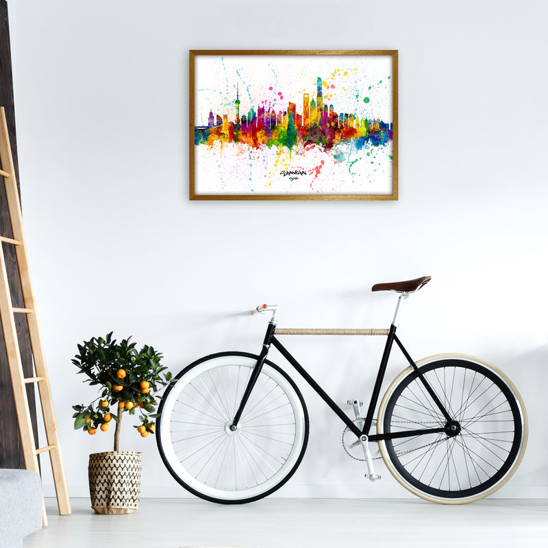 Shanghai China Skyline Splash Art Print by Michael Tompsett A1 Print Only