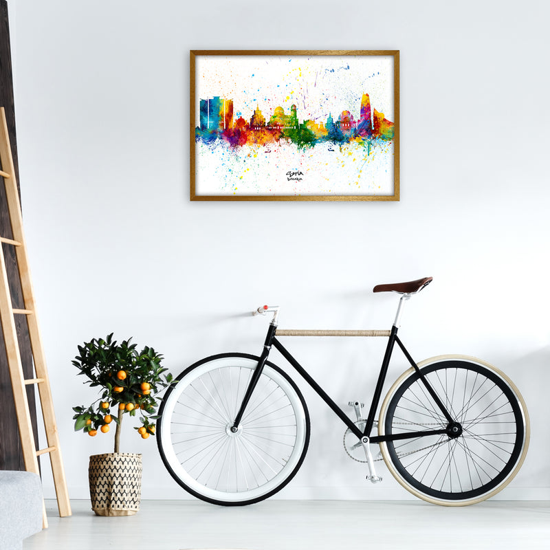 Sofia Bulgaria Skyline Splash Art Print by Michael Tompsett A1 Print Only