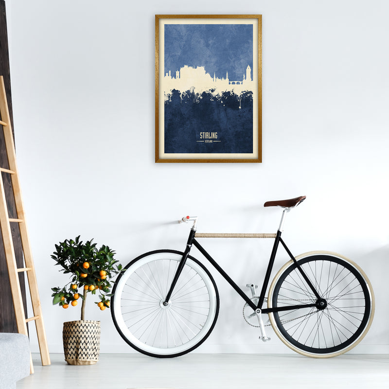 Stirling Scotland Skyline Portrait Navy Art Print by Michael Tompsett A1 Print Only