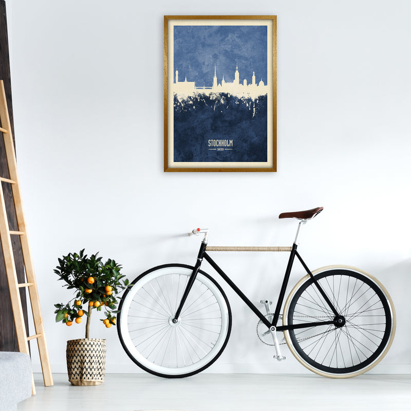 Stockholm Sweden Skyline Portrait Navy Art Print by Michael Tompsett A1 Print Only