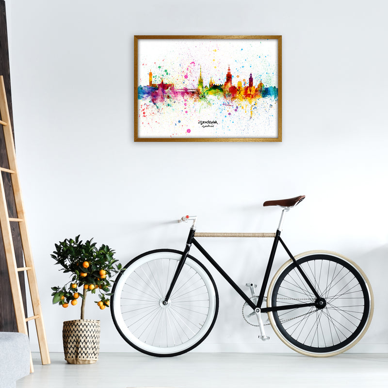 Stockholm Sweden Skyline Splash Art Print by Michael Tompsett A1 Print Only