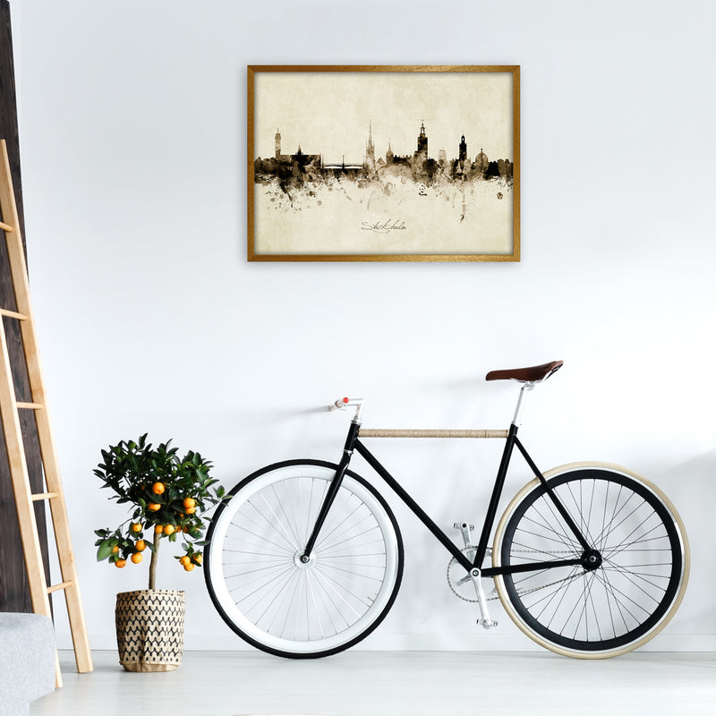 Stockholm Sweden Skyline Vintage Art Print by Michael Tompsett A1 Print Only