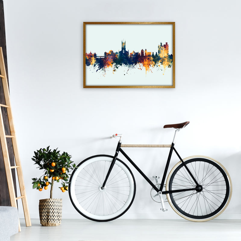 Stoke-On-Trent England Skyline Blue Orange Art Print by Michael Tompsett A1 Print Only
