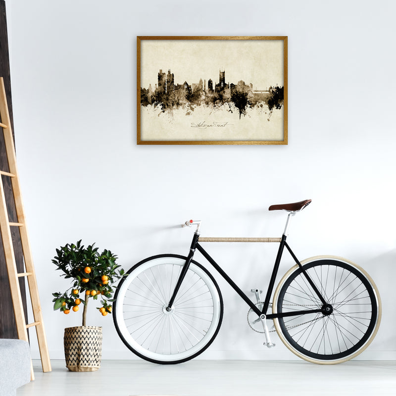 Stoke-On-Trent England Skyline Vintage Art Print by Michael Tompsett A1 Print Only