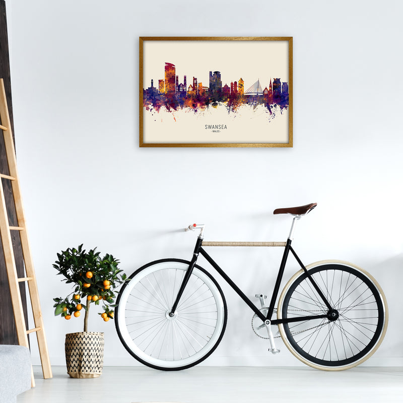 Swansea Wales Skyline Autumn City Name Art Print by Michael Tompsett A1 Print Only