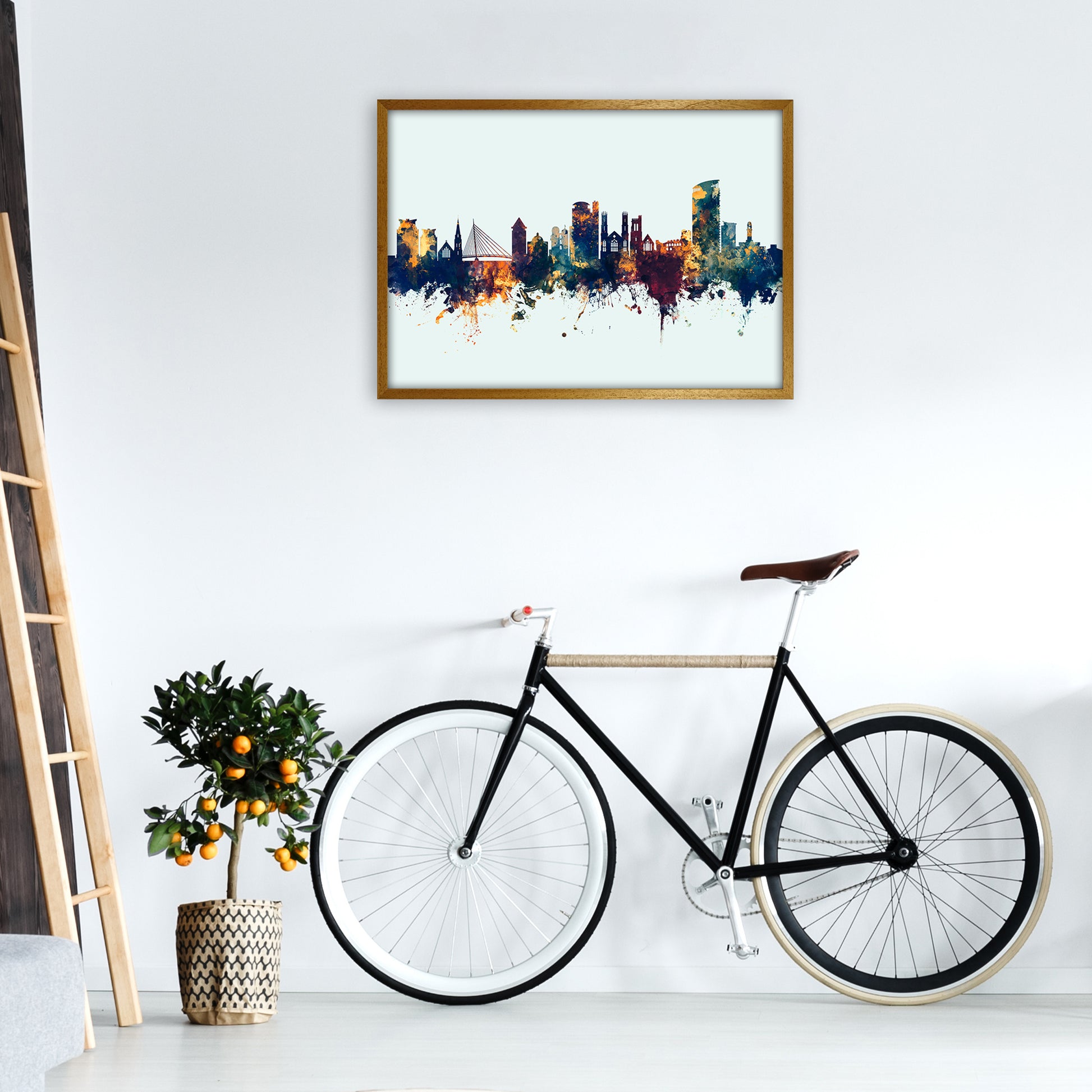 Swansea Wales Skyline Blue Orange Art Print by Michael Tompsett A1 Print Only