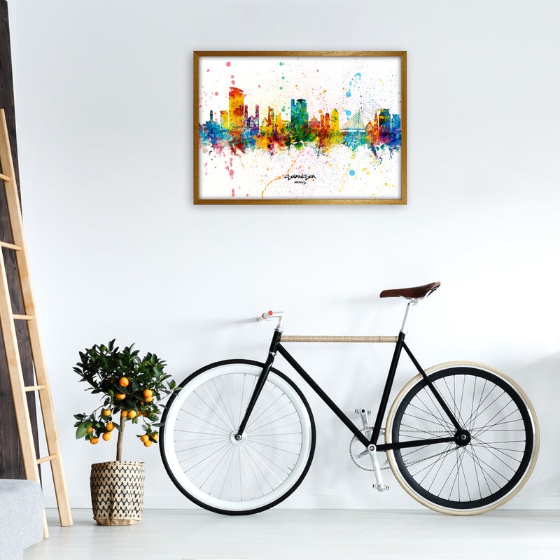 Swansea Wales Skyline Splash Art Print by Michael Tompsett A1 Print Only