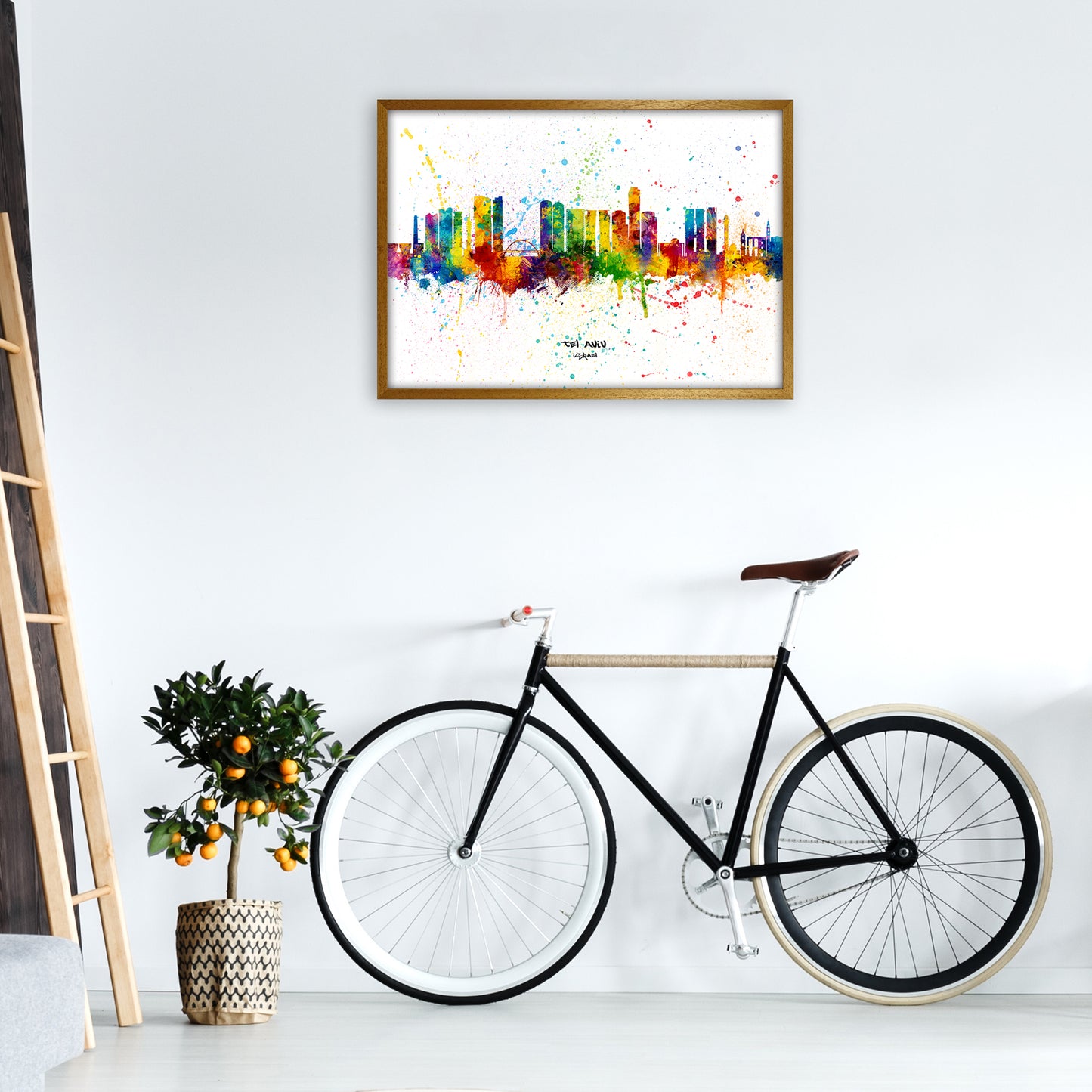 Tel Aviv Israel Skyline Splash Art Print by Michael Tompsett A1 Print Only