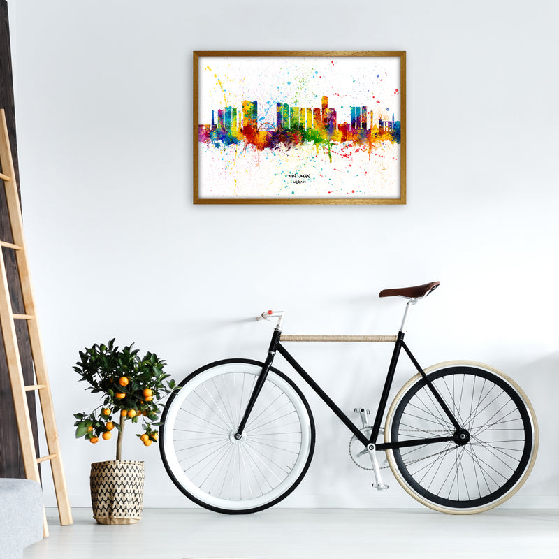 Tel Aviv Israel Skyline Splash Art Print by Michael Tompsett A1 Print Only