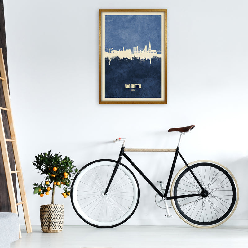 Warrington England Skyline Portrait Navy Art Print by Michael Tompsett A1 Print Only