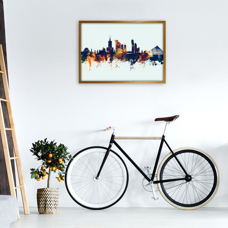 Warsaw Poland Skyline Blue Orange Art Print by Michael Tompsett A1 Print Only